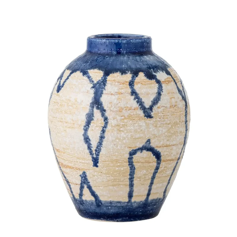 Vaas aardewerk blauw Avon 16cm