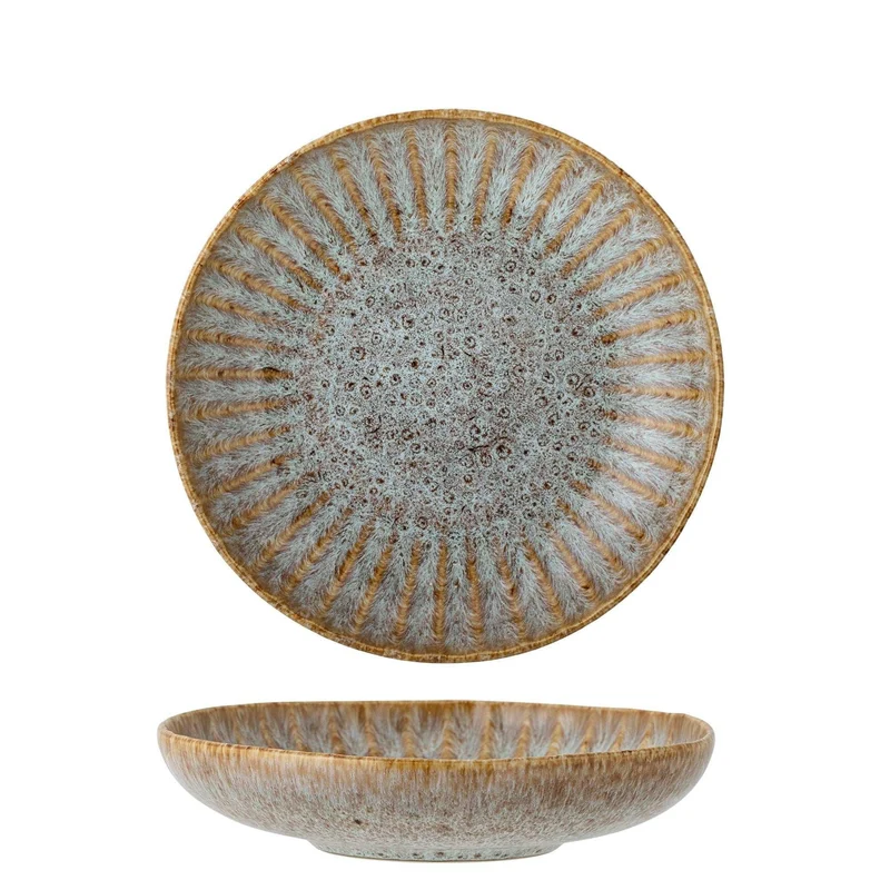 Diep bord aardewerk beige/naturel Fleur 22cm