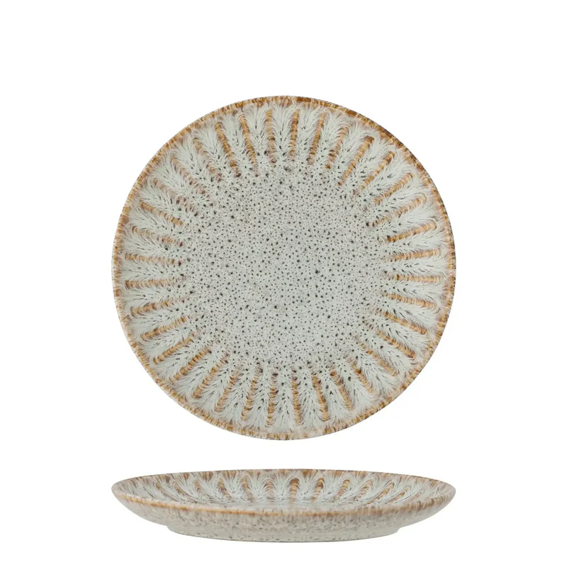 Bord aardewerk naturel Fleur 21cm