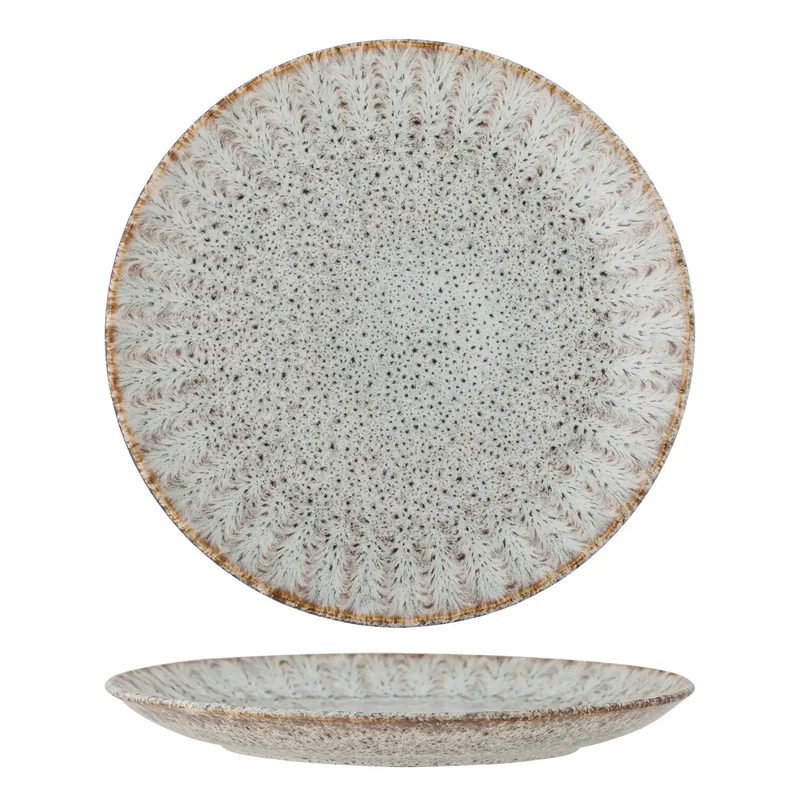 Bord aardewerk beige/naturel Fleur 27cm