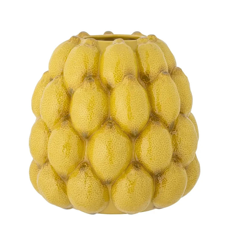 Vaas aardewerk geel Limone 22cm