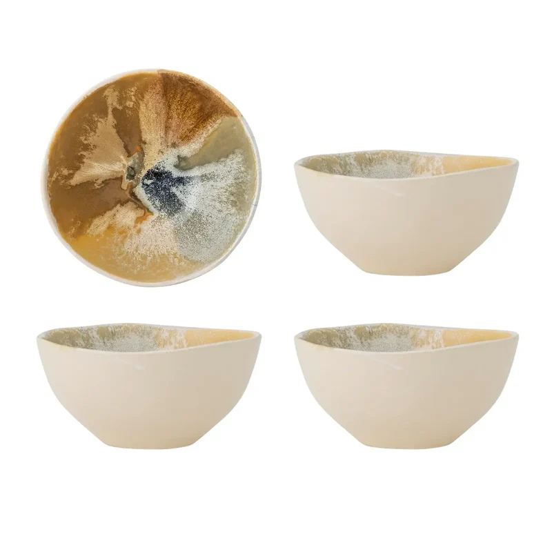 Schaaltjes geel Lacey 15cm - set van 4