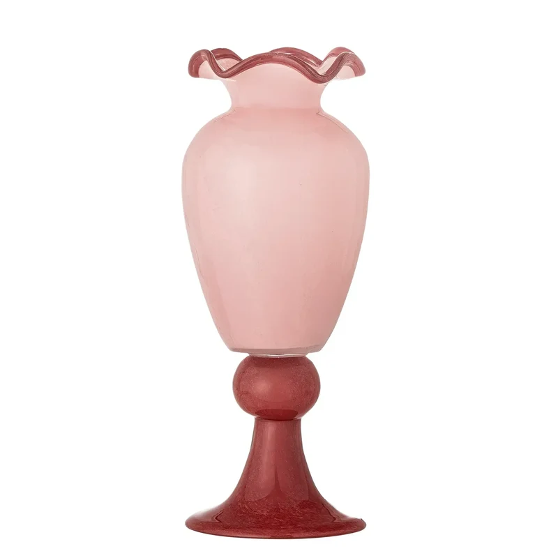 Vaas glas roos Frills 34cm
