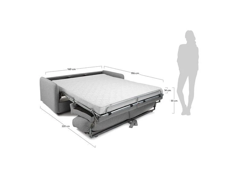 Divano letto EASY in tessuto poliuretano 95x220cm (materasso 160cm)