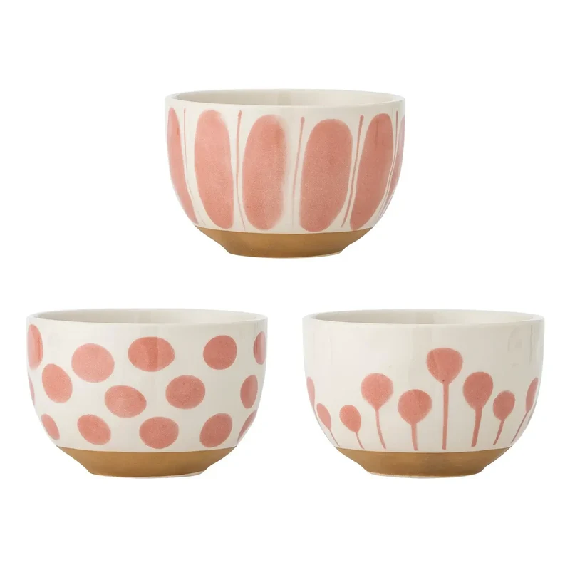 Schaal aardewerk roze Linora - set van 3