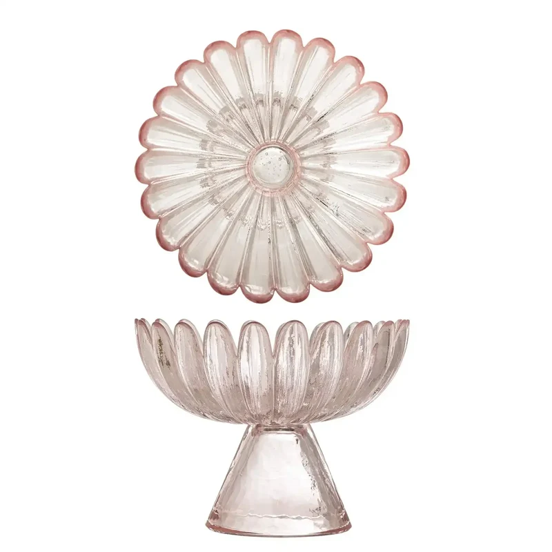 Schaal glas roze Nalu 13cm