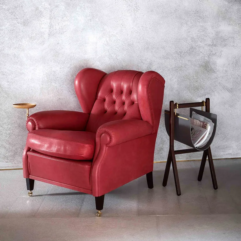 Leather Wingback Armchair 1919 by Renzo Frau for Poltrona Frau