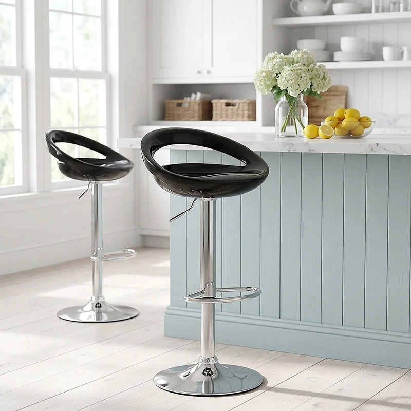 Sgabello Plastica Cromato - Crescent Nero