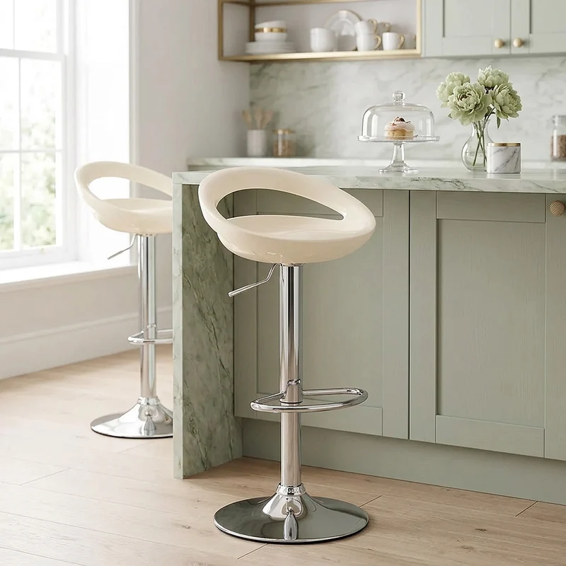 Sgabello Plastica Cromato - Crescent Crema
