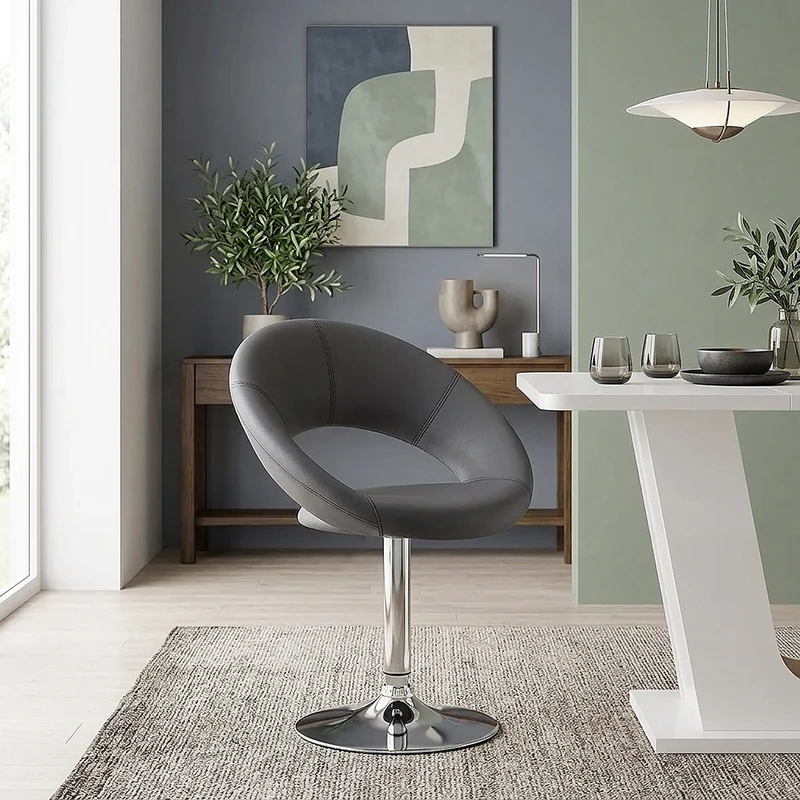 Sedia girevole Ecopelle Cromato - Clementine Grigio