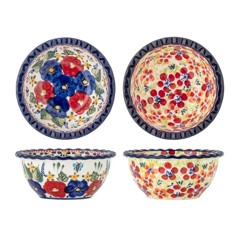 Schalen aardewerk rood Florist - set van 2