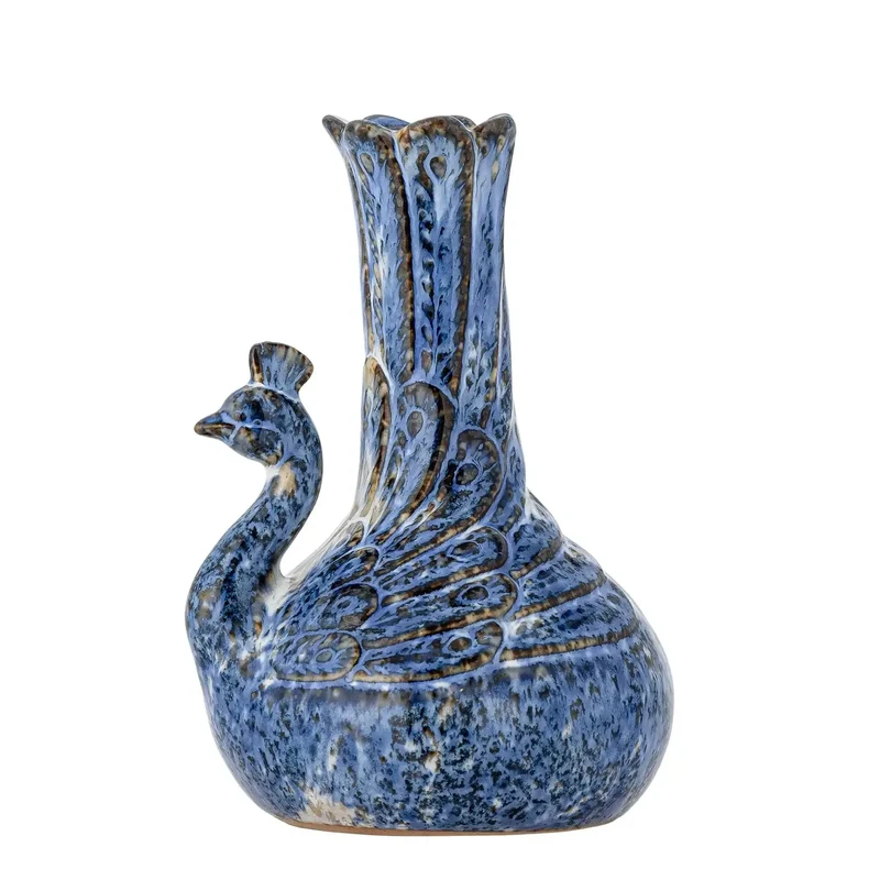 Vaas aardewerk blauw Kali 16cm
