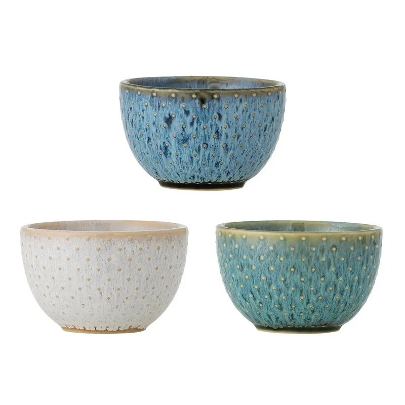 Schaal aardewerk blauw Harriet - set van 3