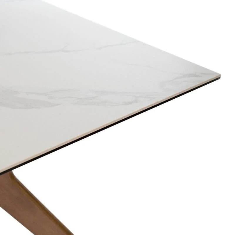 Tavolo ELISE in Noce e top porcellana effetto marmo 160cm
