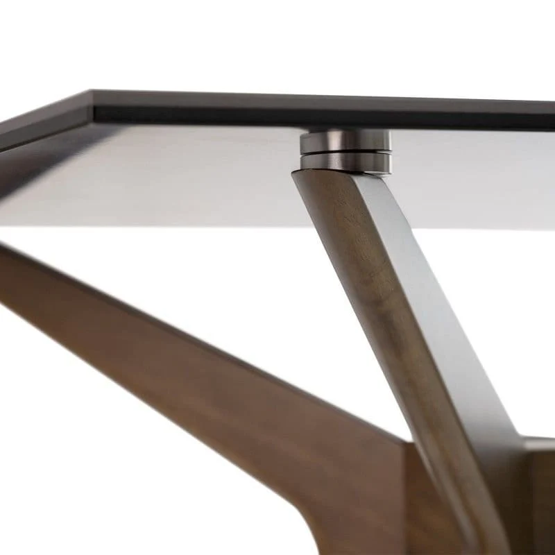 Tavolo ELISE in Noce e top porcellana effetto marmo 160cm