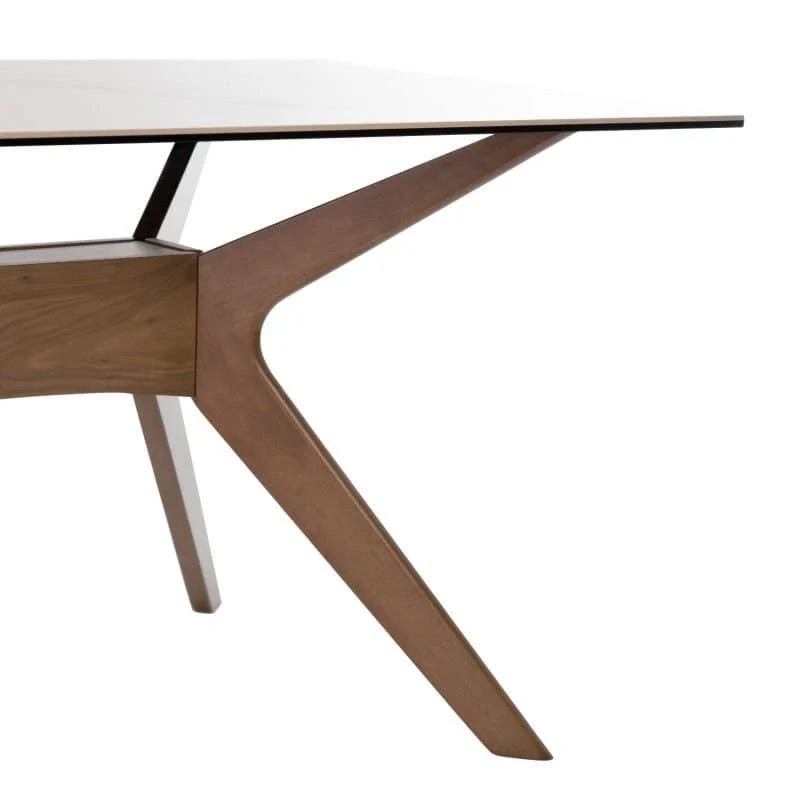 Tavolo ELISE in Noce e top porcellana effetto marmo 160cm