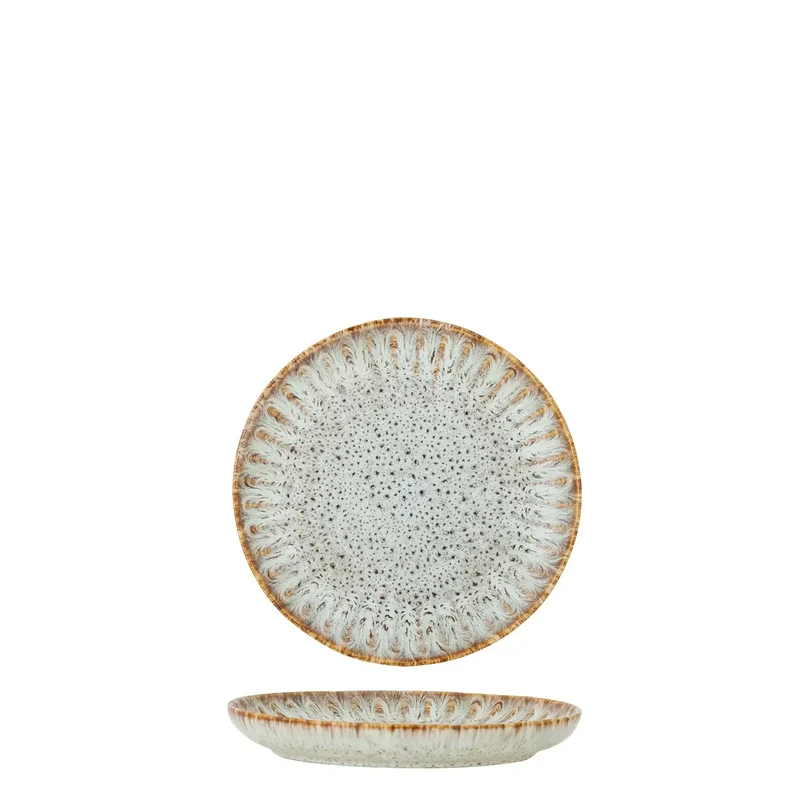 Bord aardewerk beige/naturel Fleur 17cm