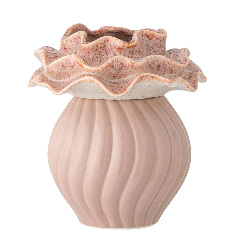 Vaas aardewerk rose Petalia 17cm