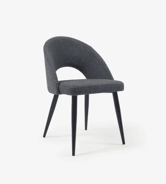 Sedia MIA in tessuto grigio chiaro / grigio scuro e gamba in metallo nero