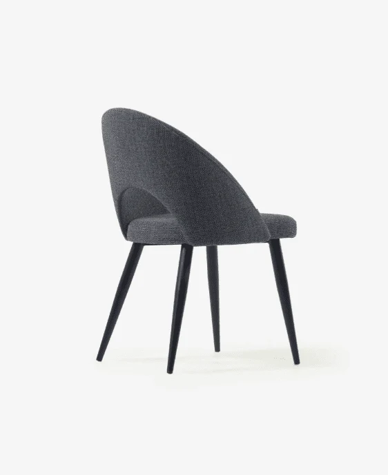 Sedia MIA in tessuto grigio chiaro / grigio scuro e gamba in metallo nero