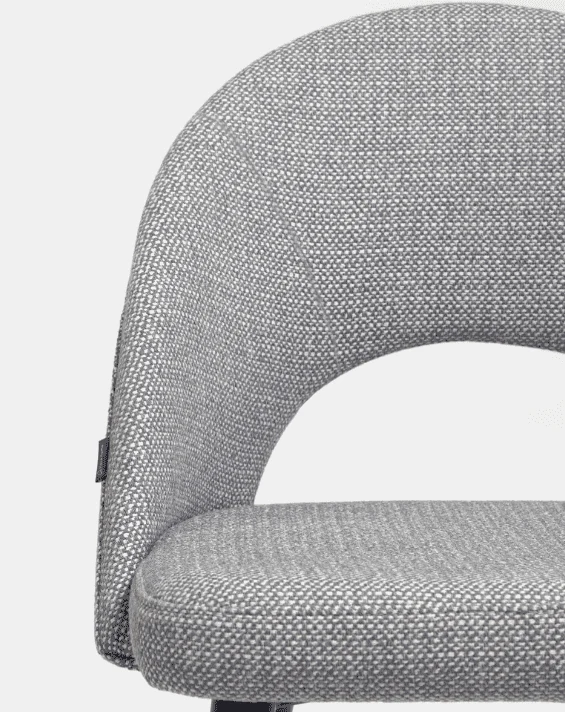 Sedia MIA in tessuto grigio chiaro / grigio scuro e gamba in metallo nero