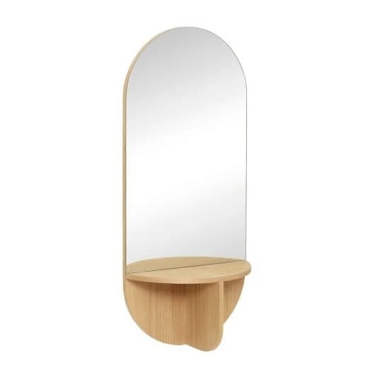 Specchio da parete con mensola in legno by Hübsch