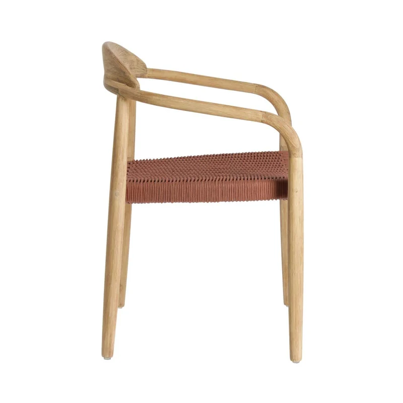 Sedia NINA in legno massello di eucalipto e corda terracotta FSC 100%