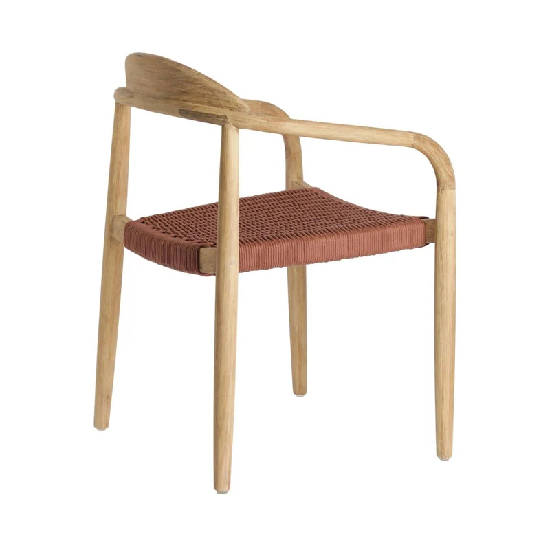 Sedia NINA in legno massello di eucalipto e corda terracotta FSC 100%