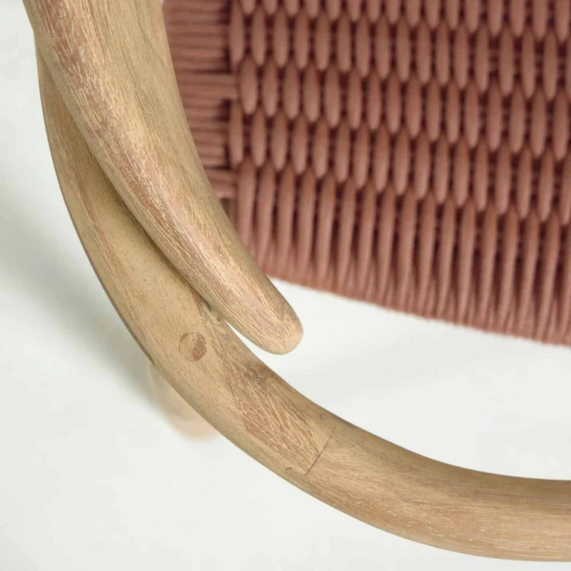 Sedia NINA in legno massello di eucalipto e corda terracotta FSC 100%
