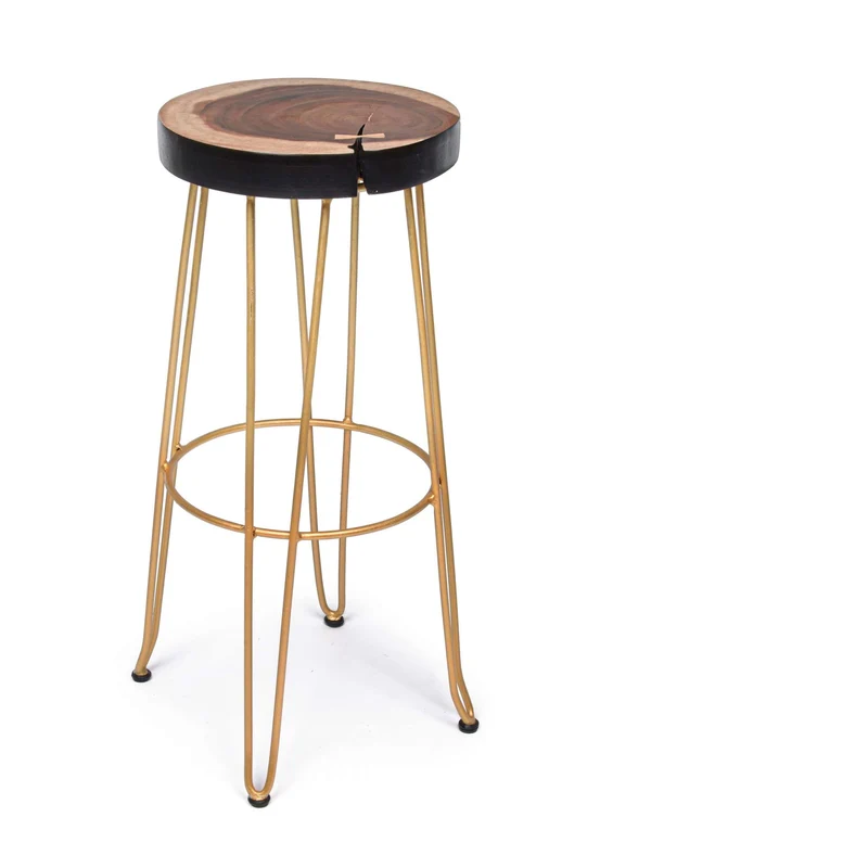 Set 2 Sgabello bar RAKEL oro seduta in legno