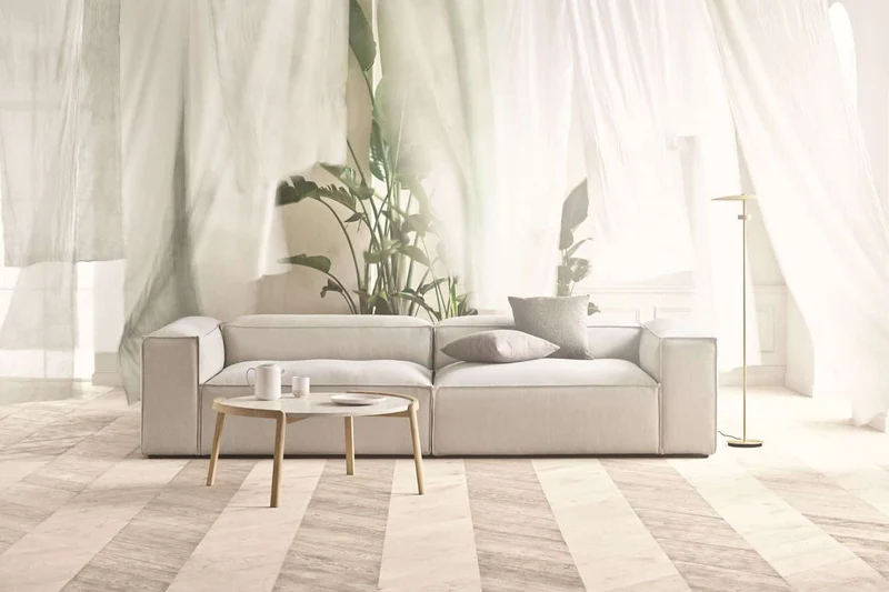 Divano COSIMA 2 Unità con Chaise Longue Large e Cornernuit large- Grigio Chiaro Fawn