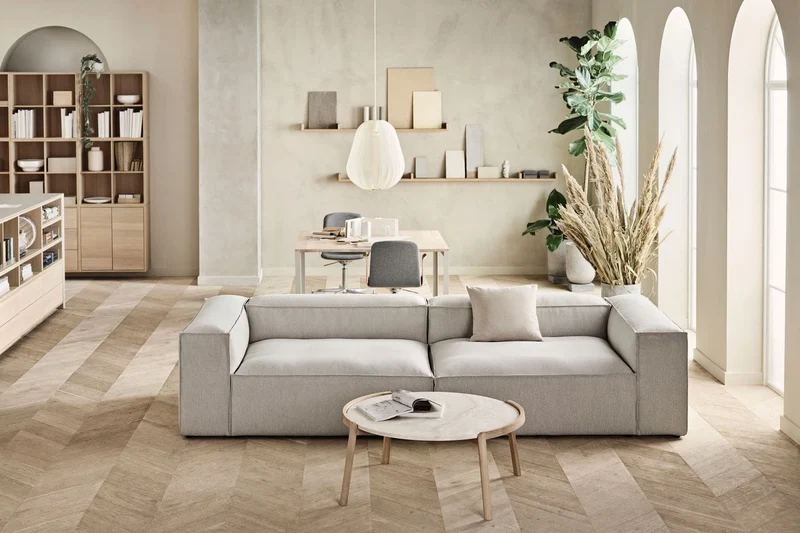 Divano COSIMA 2 Unità con Chaise Longue Large e Cornernuit large- Grigio Chiaro Fawn