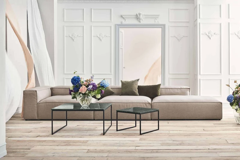 Divano COSIMA 2 Unità con Chaise Longue Large e Cornernuit large- Grigio Chiaro Fawn