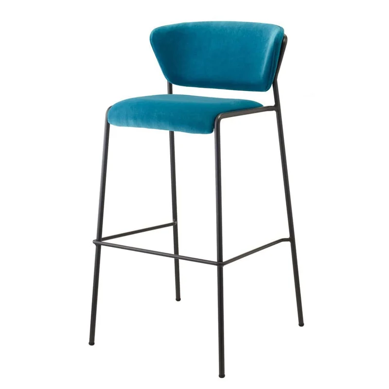Sgabello LISA h.75 Gambe Cromo/ Verniciato Antracite / Ottone Satinato / Nichel Nero Lucido