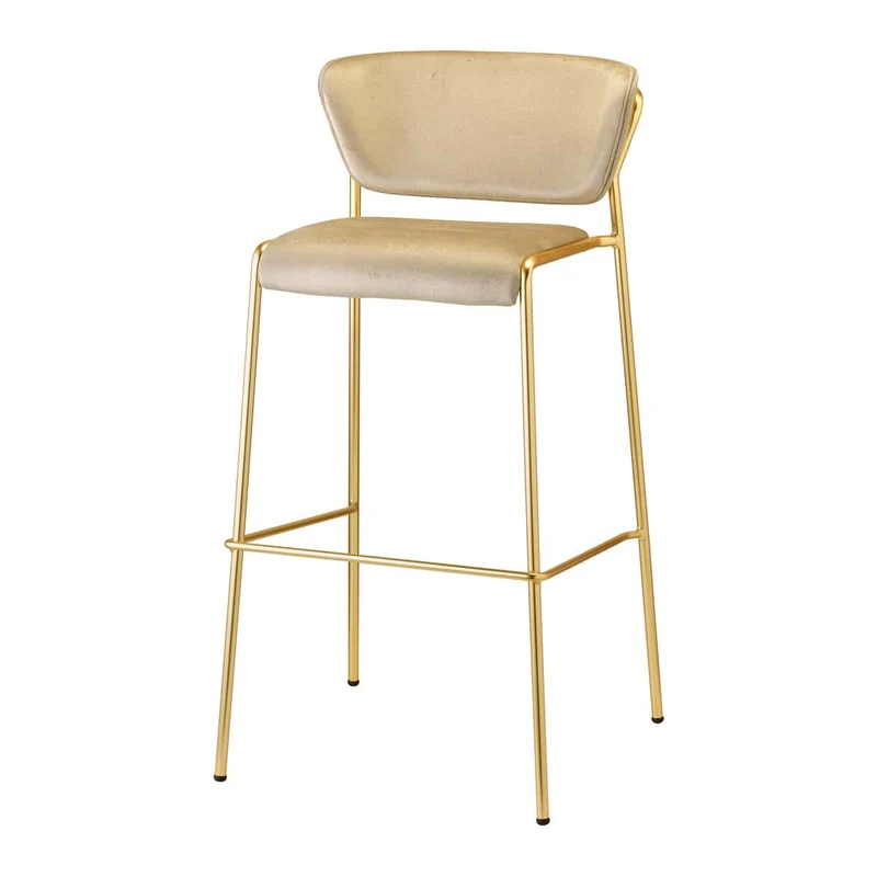 Sgabello LISA h.75 Gambe Cromo/ Verniciato Antracite / Ottone Satinato / Nichel Nero Lucido