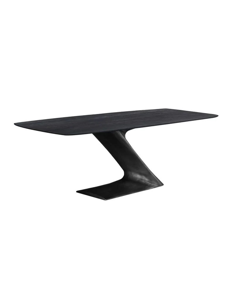Tavolo ZETA in legno massello Dark e Acciaio spazzolato Nero 200x110cm By Oliver B.