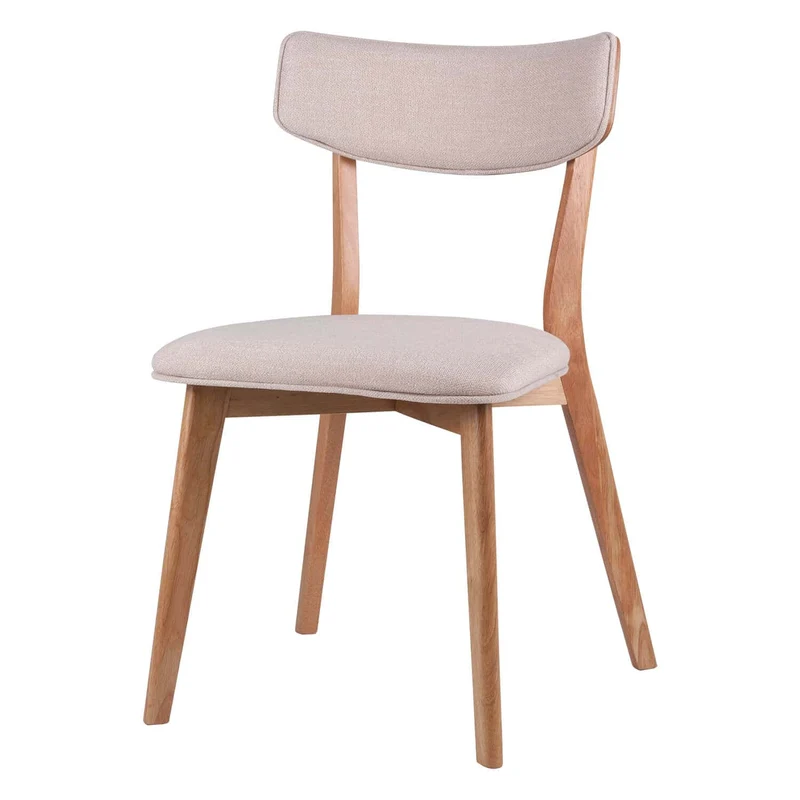 Sedia ANAIS in legno rovere e tessuto beige