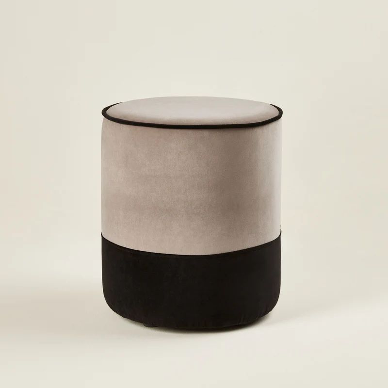 Pouf NOE ron massa cendre et noir