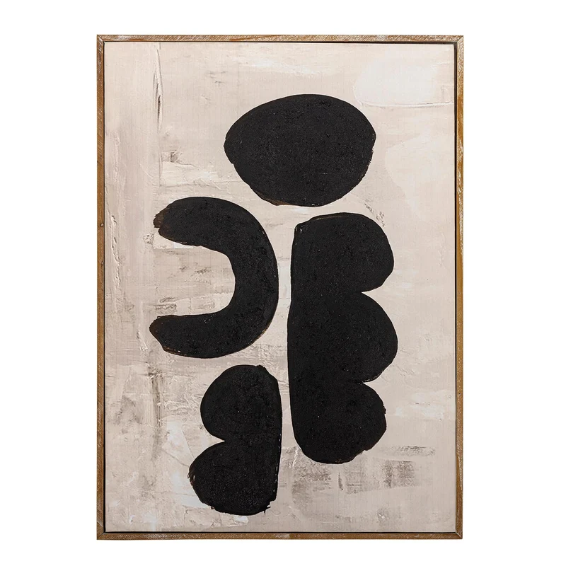 Comma Illustration mit Rahmen, Schwarz, Tannenholz