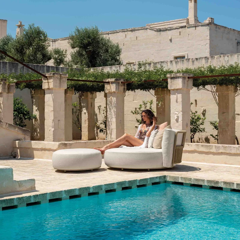 Outdoor Fabric Oblique Sofa SCACCO by Ludovica + Roberto Palomba for Talenti