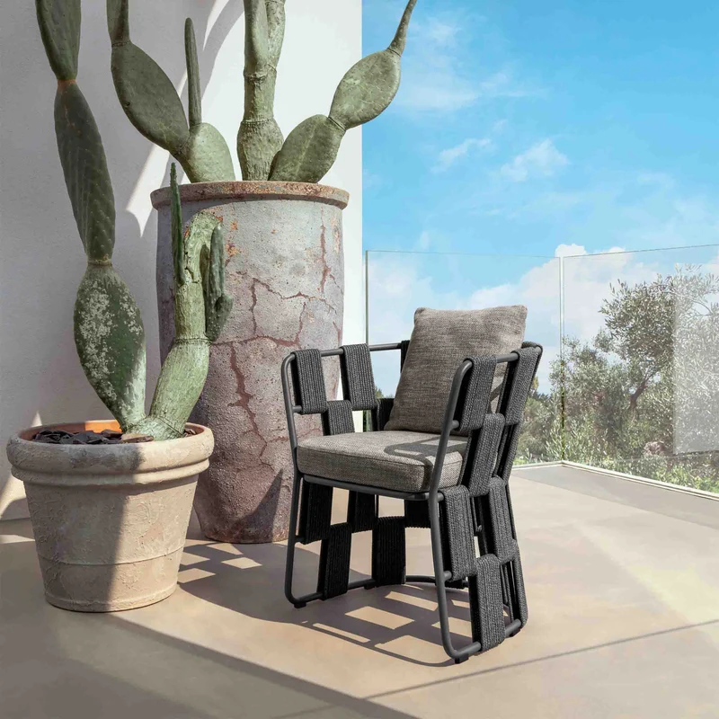 Outdoor Fabric and Aluminium Armchair SCACCO by Ludovica + Roberto Palomba for Talenti