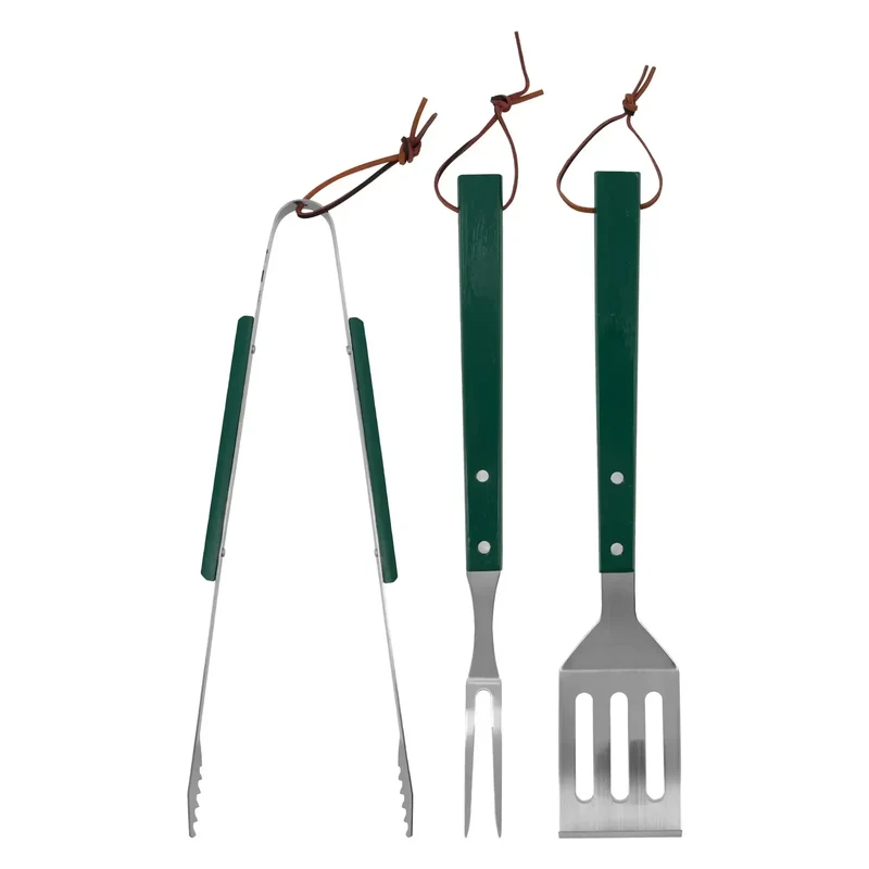 BBQ Grillset groen acaciahout en rvs - set van 3