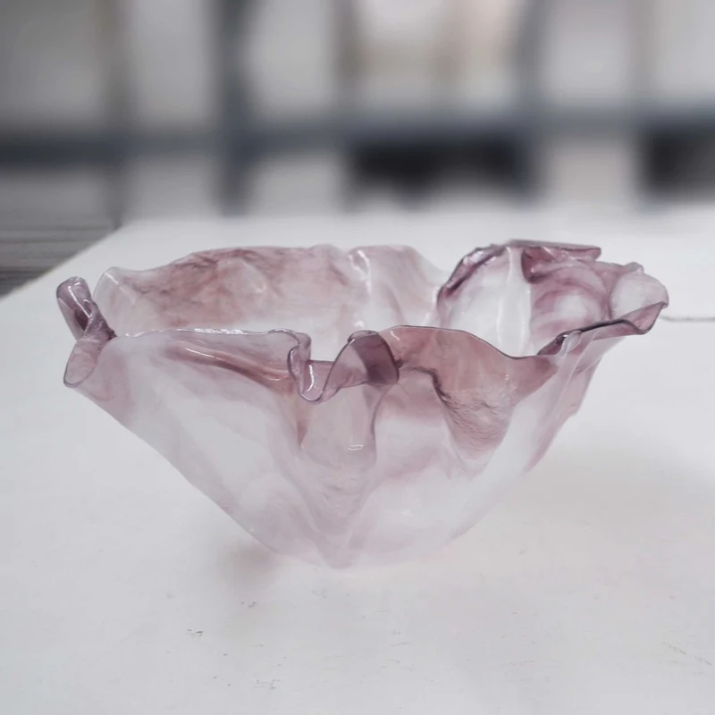 Murano Glass Centerpiece Bowl STROPICCIATO by D.i. Più Andretto Design