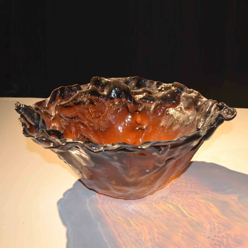 Murano Glass Centerpiece Bowl STROPICCIATO by D.i. Più Andretto Design