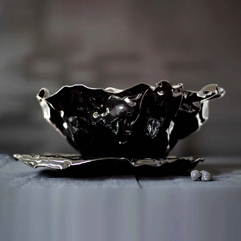 Murano Glass Centerpiece Bowl STROPICCIATO by D.i. Più Andretto Design