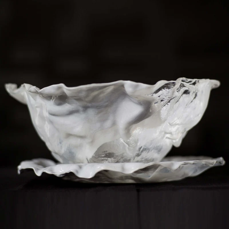Murano Glass Centerpiece Bowl STROPICCIATO by D.i. Più Andretto Design