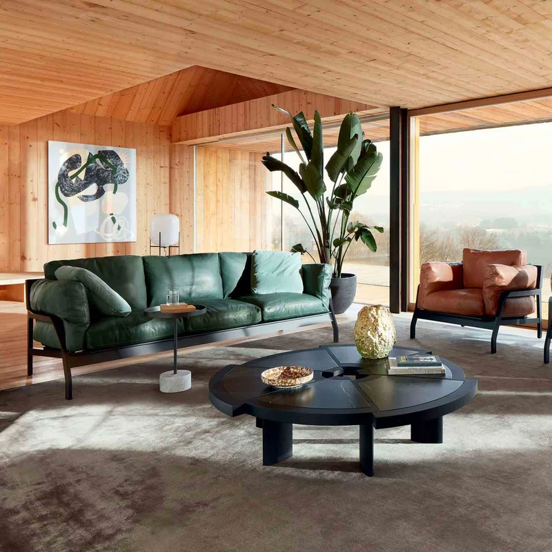 Oak Wood and Marquinia Marble Coffee Table RIO, designed by Charlotte Perriand for Cassina