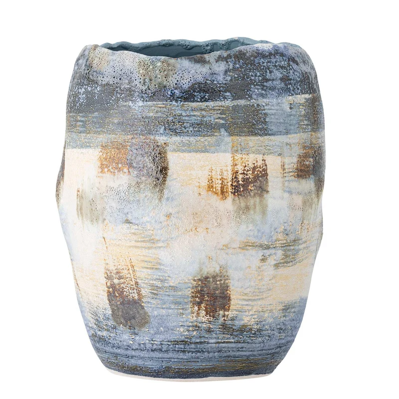 Vaas aardewerk blauw Nienna 31cm