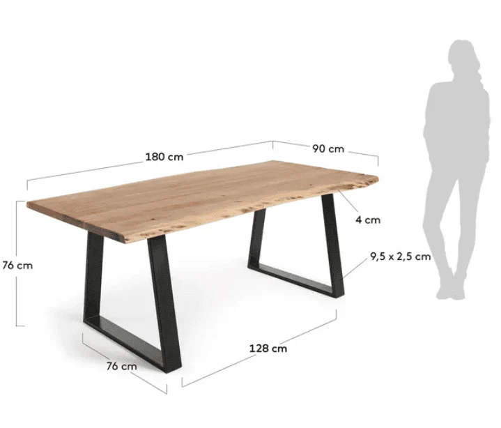 Tavolo ALARA 180x90cm in legno masselllo di acacia