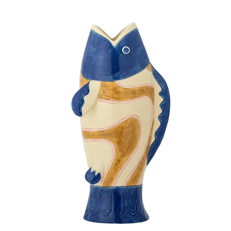 Vaas aardewerk blauw Irving 22cm